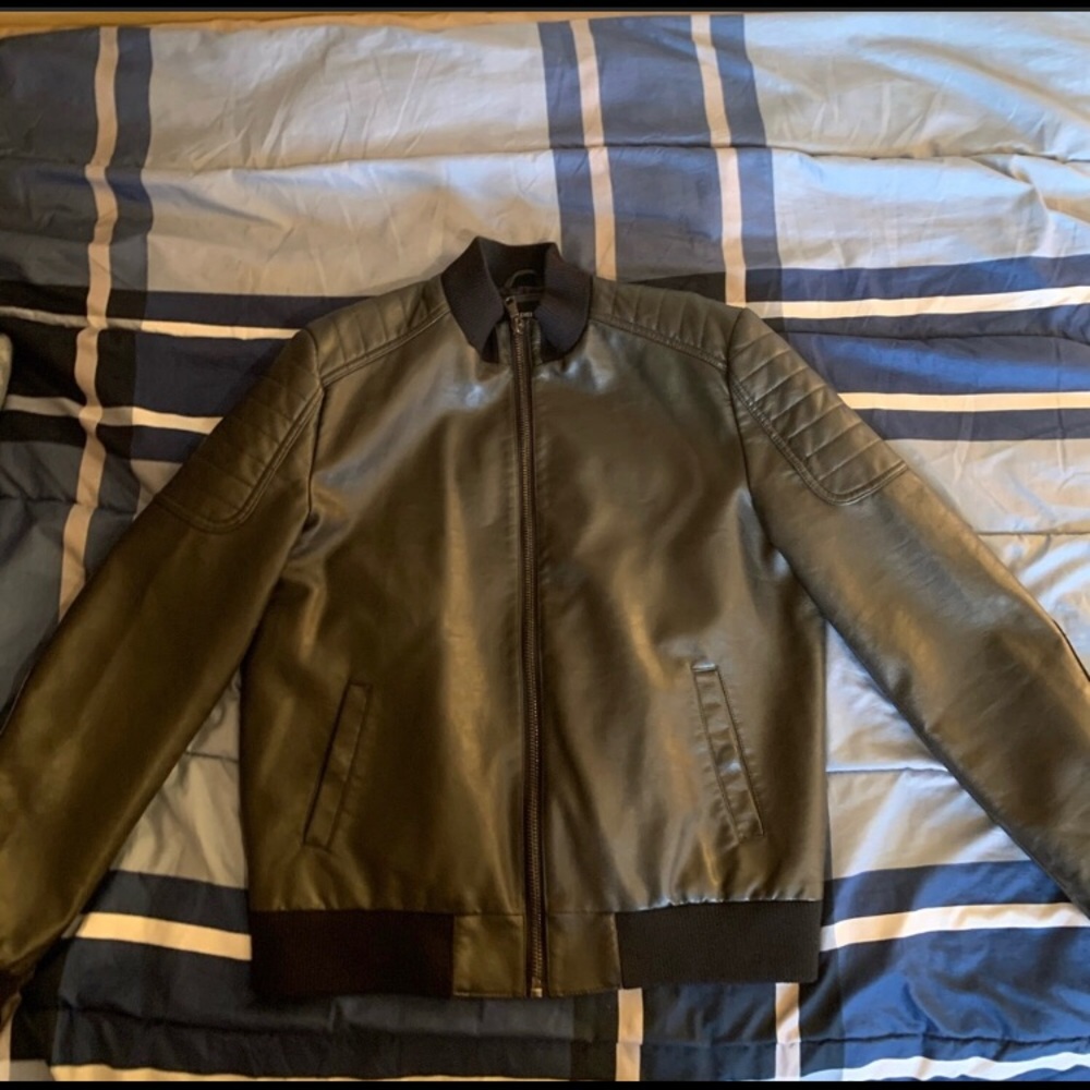 Forever 21 Men’s Leather Bomber Jacket